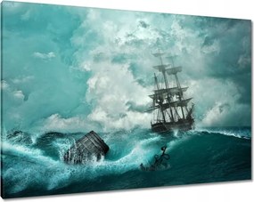 Vászonkép 100x70 Vihar Tenger Hajó Tájkép