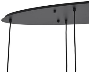 Modern fekete függőlámpa fehér üveggel, téglalap alakú, 6-lámpás - Misty