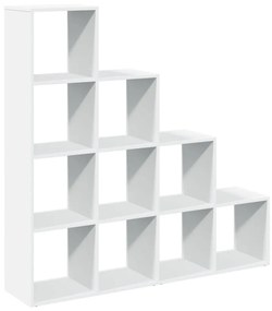 4 szintes fehér fa elválasztó könyvespolc 131,5 x 29 x 131,5 cm