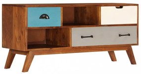 3 fiókos tömör akácfa TV-szekrény 110 x 35 x 50 cm