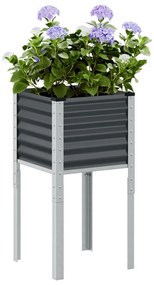 antracit színű acél kerti virágláda 45 x 45 x 88 cm