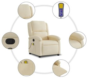 vidaXL krémszínű szövet dönthető masszázsfotel
