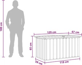 vidaXL Kültéri Tároló Doboz faszínű 129 x 67 x 65 cm Horganyzott Acél