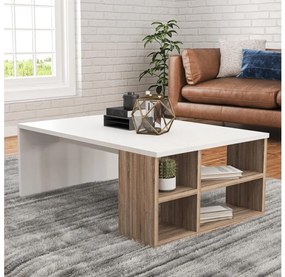 Kávésasztal DEFNE 34x90 cm fehér/barna