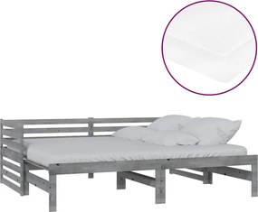 vidaXL szürke tömör fenyőfa kihúzható kanapéágy 2 x (90 x 200) cm