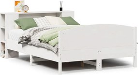 vidaXL fehér tömör fenyőfa könyvespolcos ágy matrac nélkül 140x200 cm