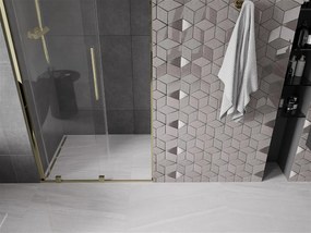 Mexen Velar, nyitható tolóajtó 75x200 cm, 8mm átlátszó üveg, arany fényes, 871-075-000-01-50