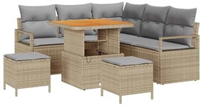 vidaXL Kerti Kanapé Szett párnával 8 pcs Bézs polirattan