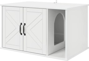 vidaXL Macska Ház Fényes Fehér 85 x 55 x 50 cm Faanyag