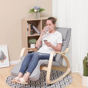 Hintaszék, relaxációs szék 5 irányban állítható lábtartó, világosszürke