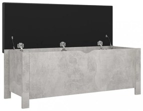 betonszürke szerelt fa tárolódoboz párnával 105 x 40 x 45 cm