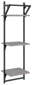 2 db 3 szintes szürke sonoma fali polc rúddal 30 x 25 x 100 cm