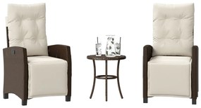 vidaXL 3 részes barna polyrattan bisztrógarnitúra párnákkal