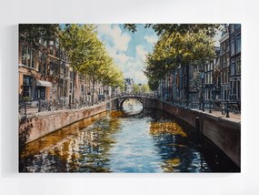 Vászonkép Kilátás Amszterdam Hollandia Csatorna Híd 60x40