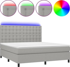 vidaXL világosszürke szövet rugós és LED-es ágy matraccal 160x200 cm