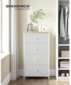 Tároló szekrény négy fiókkal, ruhás szekrény, fehér és tölgy 80x30x85cm