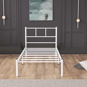 ROVAN masszív fém egyszemélyes ágy 90x200 cm, fehér, teherbírás 120 kg