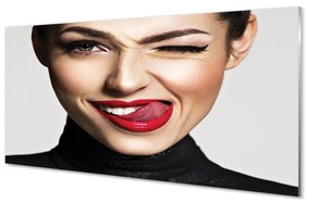 Akrilkép Nő vörös ajkak 100x50 cm