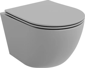 Mexen Lena Rimless WC-csésze lassan záródó slim duroplast ülőkével, világos szürke matt - 30224061