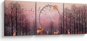 Kép - Szarvas a lenyugvó nap fényében (órával) (90x30 cm)