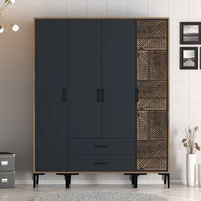 Kumsal gardróbszekrény, dió-antracit, 160 cm – TR845HCT5489