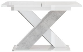 NIKOS kinyitható étkezőasztal - fényes fehér / kő