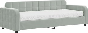 vidaXL világosszürke bársony kanapéágy matraccal 80 x 200 cm