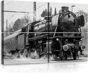 Vászonkép 120x80 Gőzmozdony mozdony vonat vasút gőz füst retro ipar