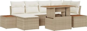 vidaXL Kerti Kanapé Szett tárolóval 7 pcs Bézs Poli rattan