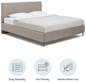 Szürkésbarna kárpitozott franciaágy ágyráccsal 180x200 cm Noira Slim – Bonami Selection
