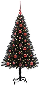 Karácsonyfa 150 LED-del állvánnyal Fekete 120 cm PVC