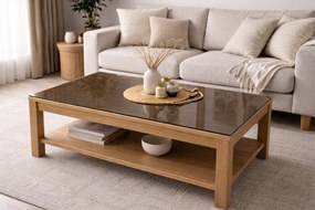 Padszélvédő, dohányzóasztal, barna, védő, edzett, nappaliba, 6mm