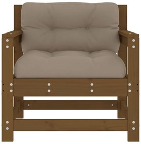 2 db mézbarna tömör fenyőfa kerti szék párnákkal