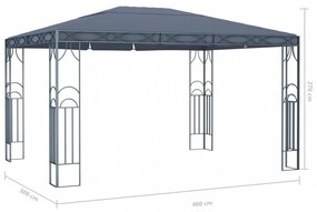 antracitszürke pavilon LED fényfüzérrel 400 x 300 cm