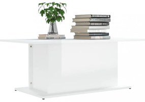 magasfényű fehér szerelt fa dohányzóasztal 102x55,5x40 cm