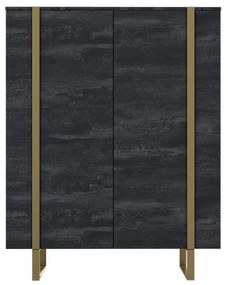 Verica komód 120 cm - szénfekete / arany lábak