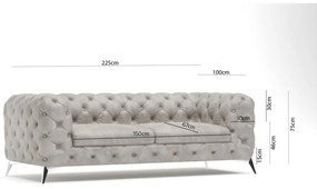 Világosszürke bársony kanapé 225 cm Chelsea – Ropez