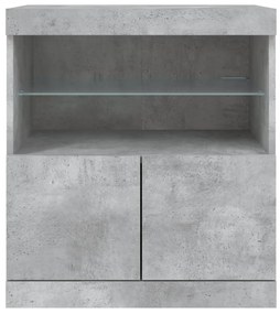 betonszürke tálalószekrény LED-világítással 60 x 37 x 67 cm