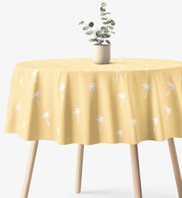 Goldea kör alakú pamut terítő - pálmák sárga alapon Ø 120 cm