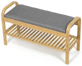 Natúr Bambusz Cipős, Szürke Betétekkel. DR-N1016 GREY2