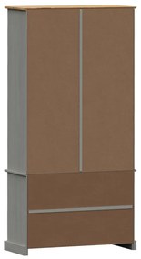 VIGO szürke üvegvitrines tömör fenyőfa szekrény 85x35x170 cm