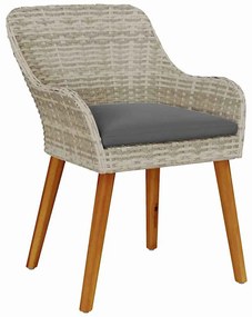 Étkezőgarnitúra 9 pcs Világosszürke Poli rattan