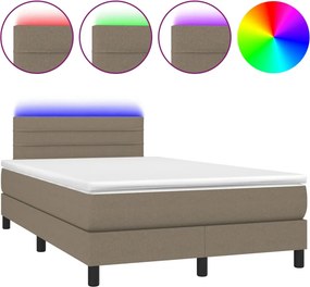 vidaXL tópszínű szövet rugós és LED-es ágy matraccal 120x190cm