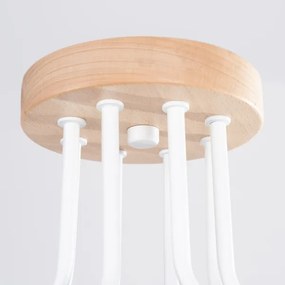 Sollux SL.1667 - Felületre szerelhető csillár TIMBO 8xE27/15W/230V fehér/bézs/bükkfa