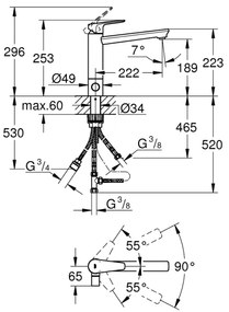 GROHE 31696000 - BAUEDGE mosogató csaptelep, fényes króm