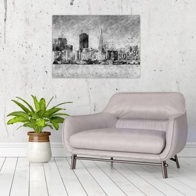 Üveg kép - Kávé művészeti város (70x50 cm)