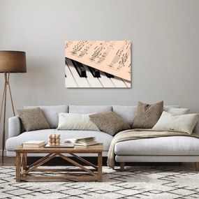 Zongora hangjegyekkel képe (üvegen) (70x50 cm)