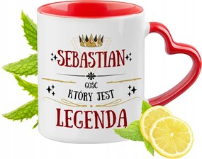 Sebastiannak Piros bögre szív alakú füllel ajándékba