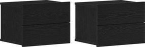 vidaXL Éjjeliszekrény 2 pcs Fekete tölgy 40 x 30 x 30 cm Faanyag