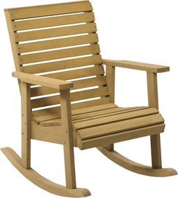 Outsunny Ringató Szék Karfa nélküli Kerti Szék Pihenőszék Erkélyre, Teraszra, 130 kg teherbírás, Fenyőfa, Világos Barna 64 x 86 x 85 cm | Aosom